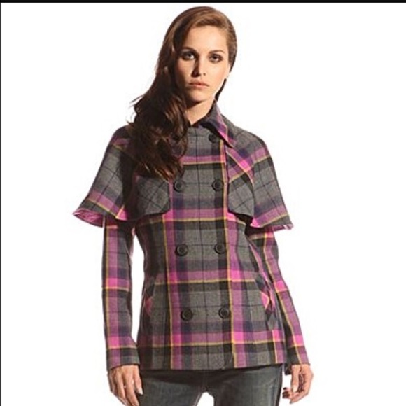 Ted Baker wool check cape coat - Picture 2 of 4
